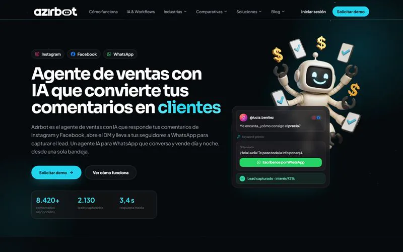 Captura de Azirbot (azirbot.ai) en producción
