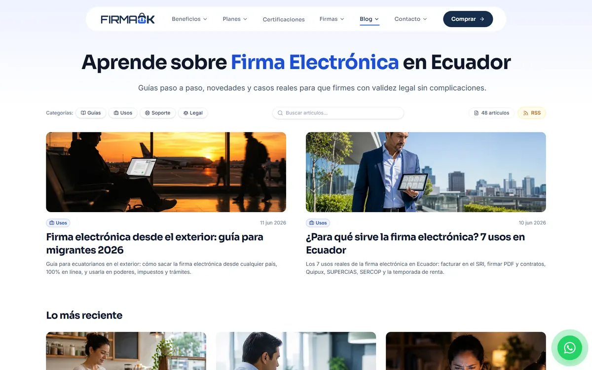Blog de FirmaOK en firmaok.com.ec/blog