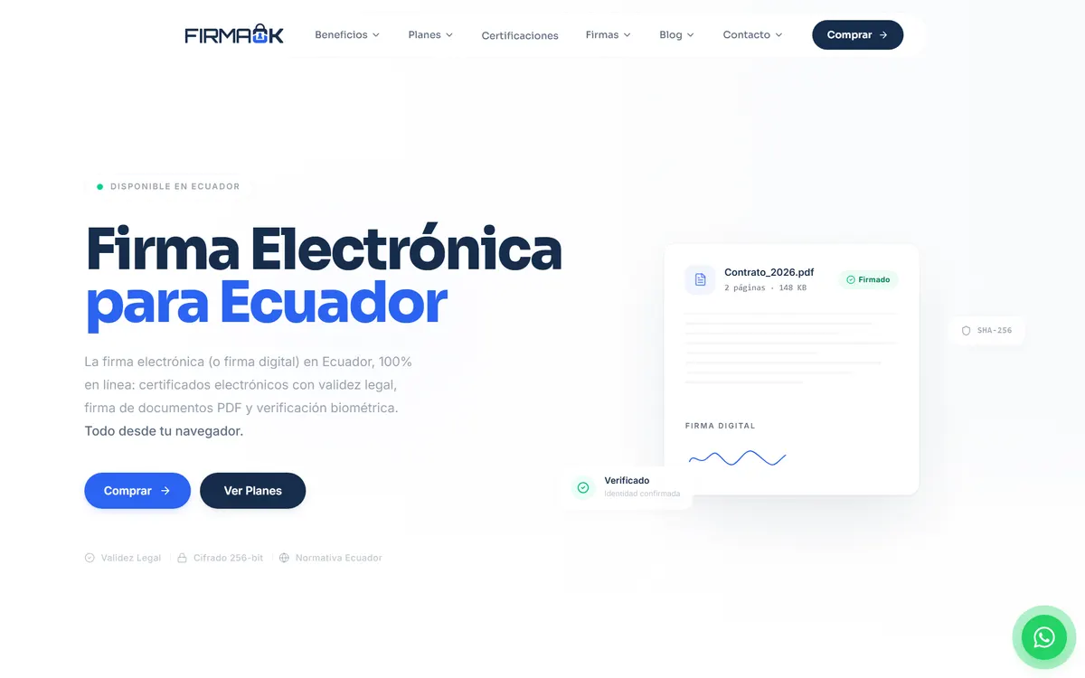 Inicio de FirmaOK en firmaok.com.ec