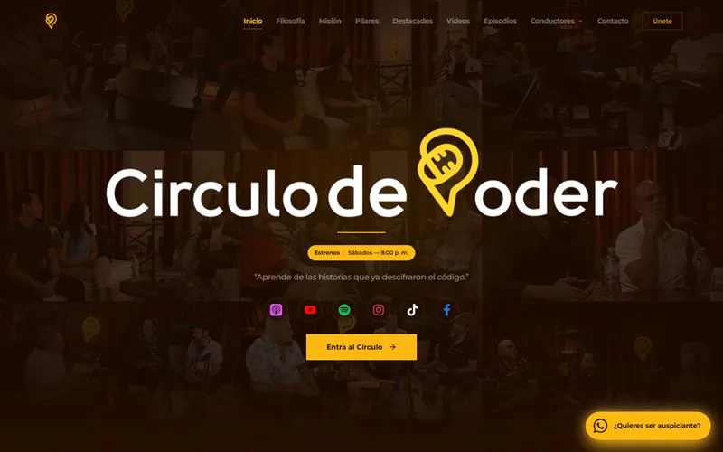 Captura de Círculo de Poder (circulodepoderpodcast.com) en producción