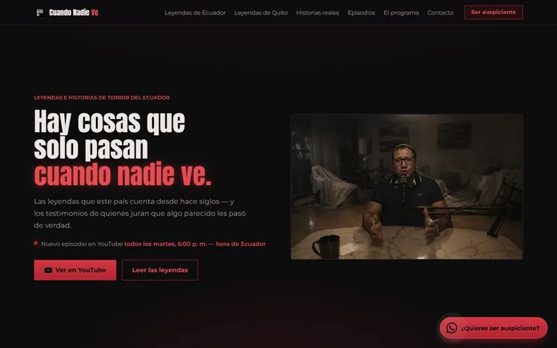 Captura de Cuando Nadie Ve (cuandonadieve.com) en producción