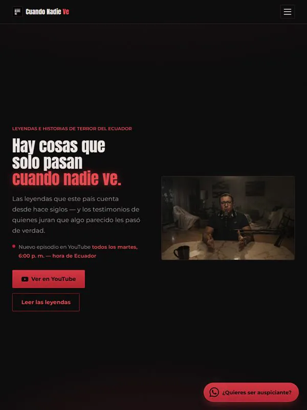 Portada de cuandonadieve.com, el sitio de Cuando Nadie Ve