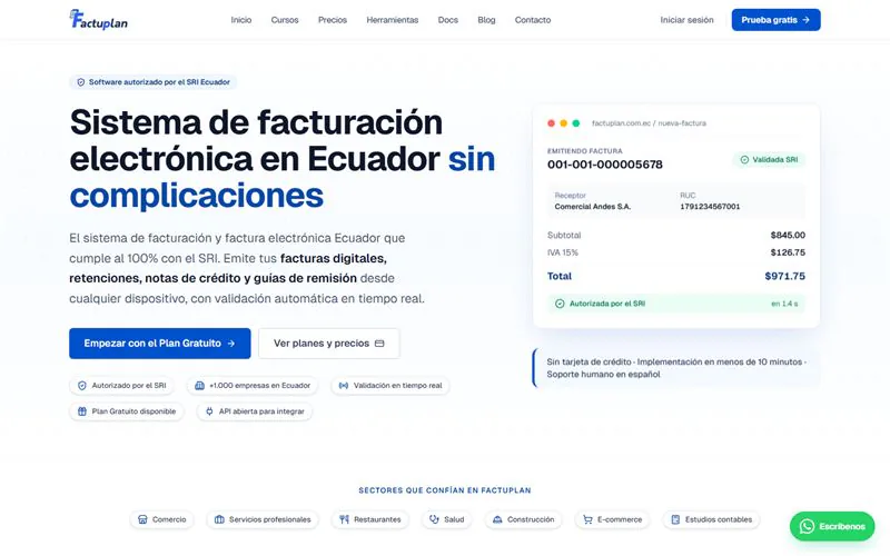 Captura de Factuplan (factuplan.com.ec) en producción