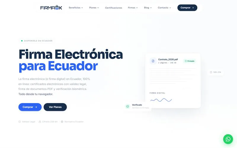 Captura de FirmaOK (firmaok.com.ec) en producción