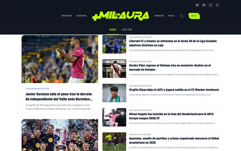 Captura de Más Mil de Aura (masmildeaura.com) en producción