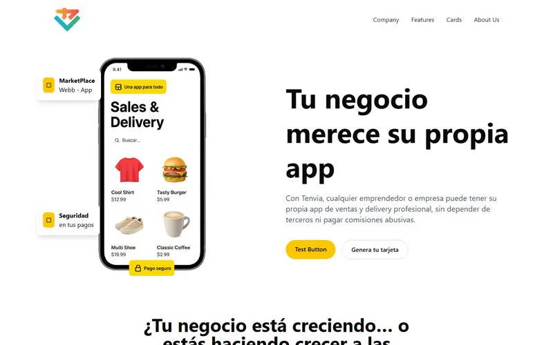 Captura de Tenvia (tenvia.ec) en producción